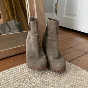Olive Suede Timberland Heeled Boots